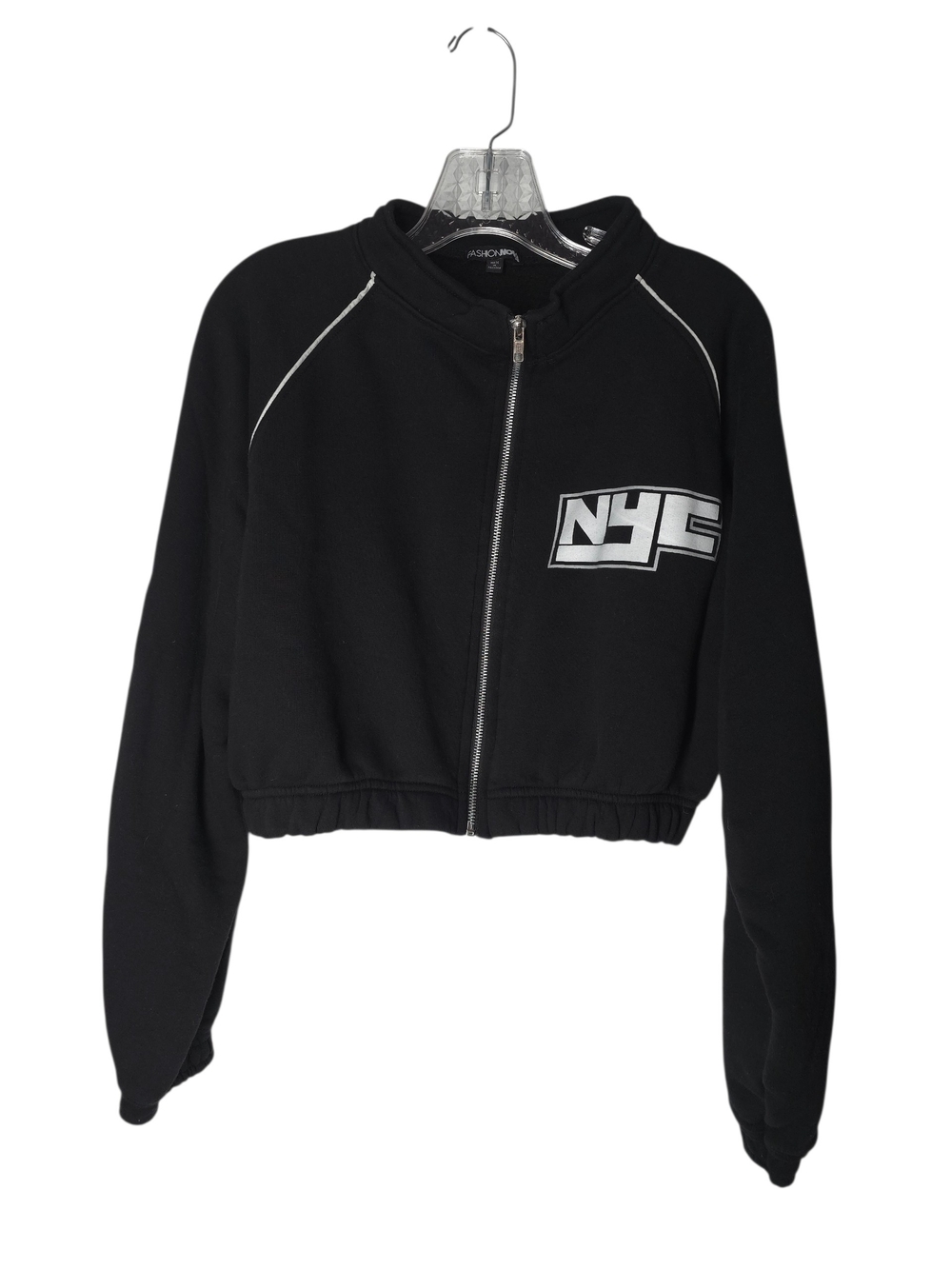 Fashion Nova Black Zip-Up Cropped Sweatshirt And Sweatpants Set - Picture 2 of 11
